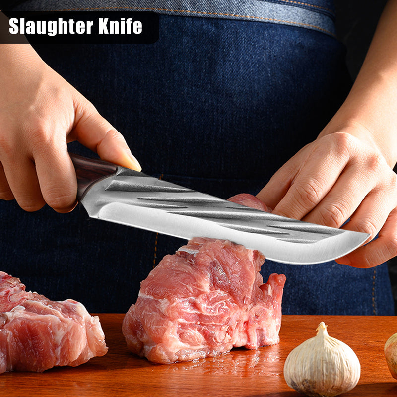 3 Piece Forged Butcher Knife Set Boning Slaughter Knives Sheath