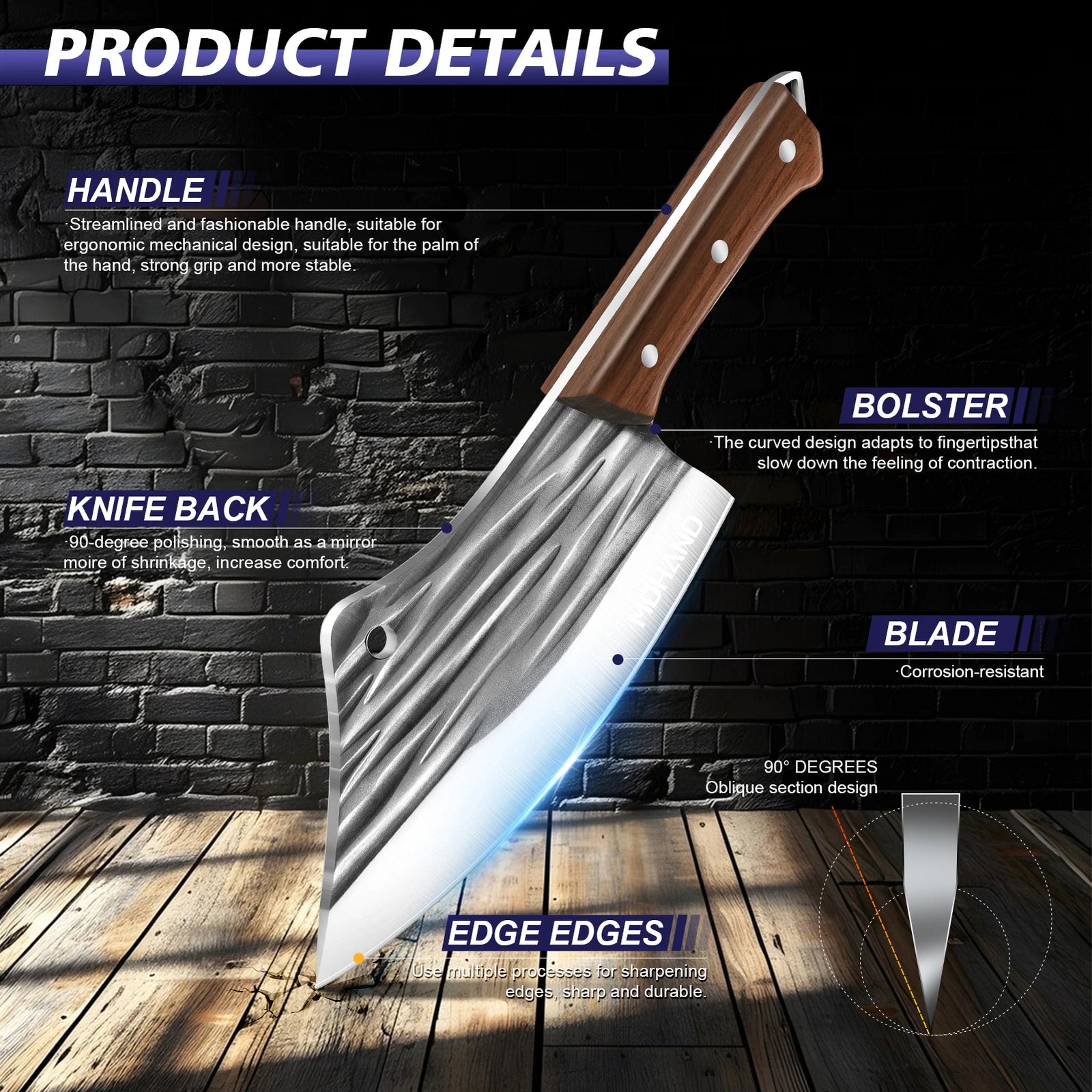 Chef Knives Set 14Pcs Hand Forged Butcher Knife Set Boning Knife with Bag
