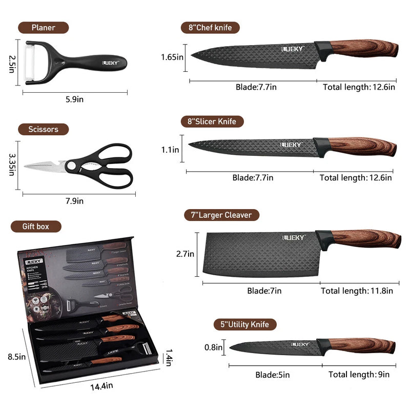 High Carbon Stainless Steel Chef Knife Set Ultra-Sharp Kitchen Cleaver Knives