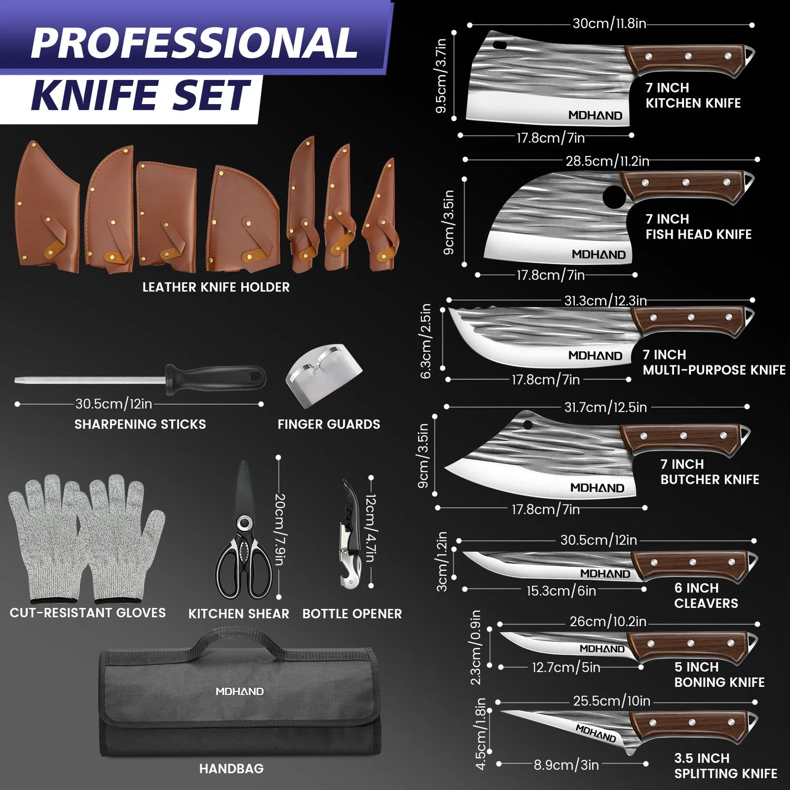 14pcs Custom Hand Forged Damascus Steel Chef Knife Set Kitchen Knives Chopping