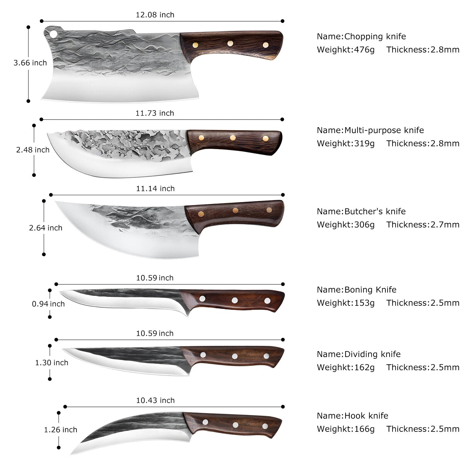 Handmade HAND FORGED DAMASCUS STEEL CHEF KNIFE Set Kitchen Knives Meat Cleaver
