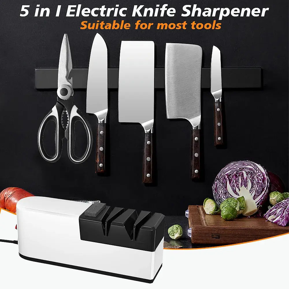 MDHAND 3 Speed Electric Knife Sharpener | Multifunctional for Knives Scissors Kitchen